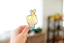 Load image into Gallery viewer, Crossed fingers sticker - HOLOGRAPHIC