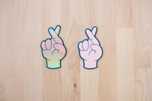 Load image into Gallery viewer, Crossed fingers sticker - HOLOGRAPHIC