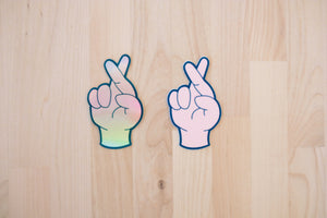 Crossed fingers sticker - HOLOGRAPHIC