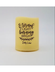 Indy Llew Candle + drawstring bag with signature